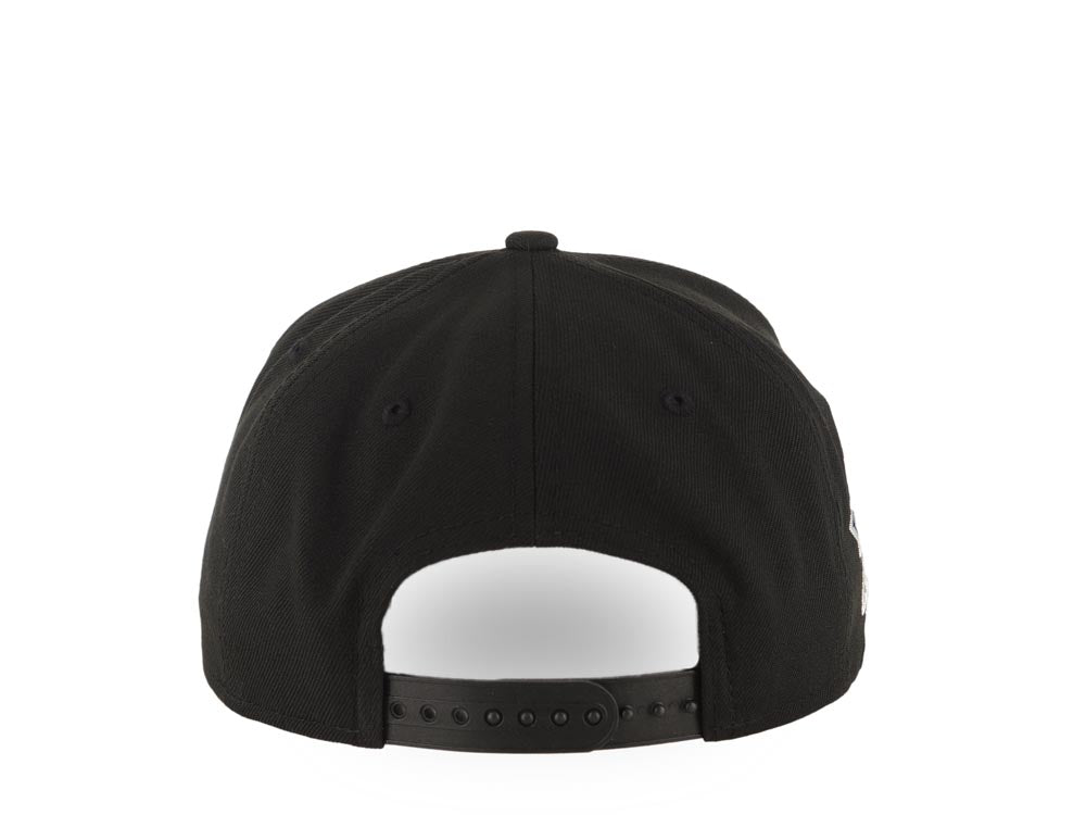 New York Yankees New Era MLB 9FORTY 940 Adjustable A-Frame Snapback Cap Hat Black Crown/Visor White Logo with Rose 1999 World Series Side Patch Red UV