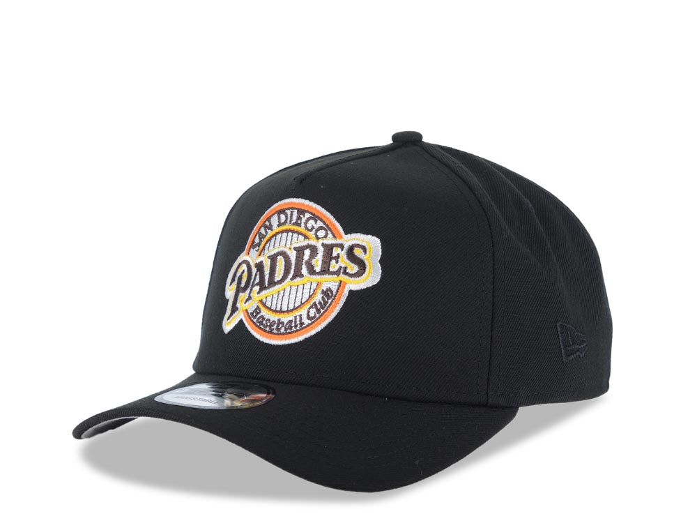 San Diego Padres New Era MLB 9FORTY 940 Adjustable A-Frame Snapback Cap Hat Black Crown/Visor Team Color Baseball Club Logo 1992 All-Star Game Patch