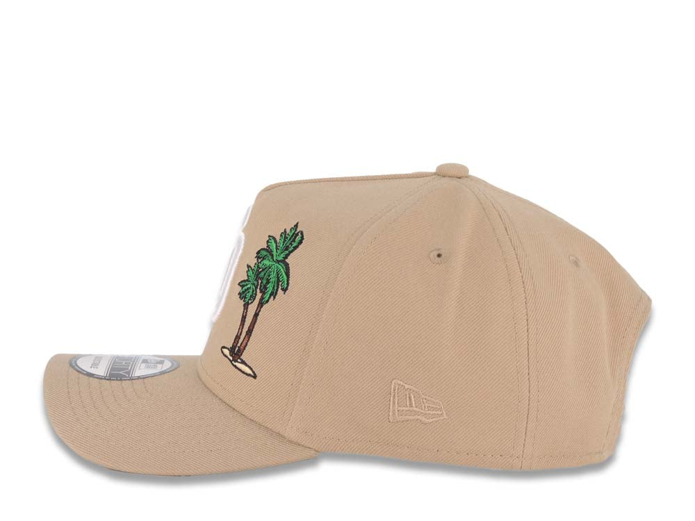 San Diego Padres New Era MLB 9FORTY 940 Adjustable A-Frame Cap Hat Khaki Crown/Visor White Logo With Palm Trees 25th Anniversary Side Patch