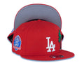 Los Angeles Dodgers New Era 9FIFTY 950 Snapback Cap Hat Red Crown/Visor White With Palm Trees Logo 60th Anniversary Side Patch Gray UV