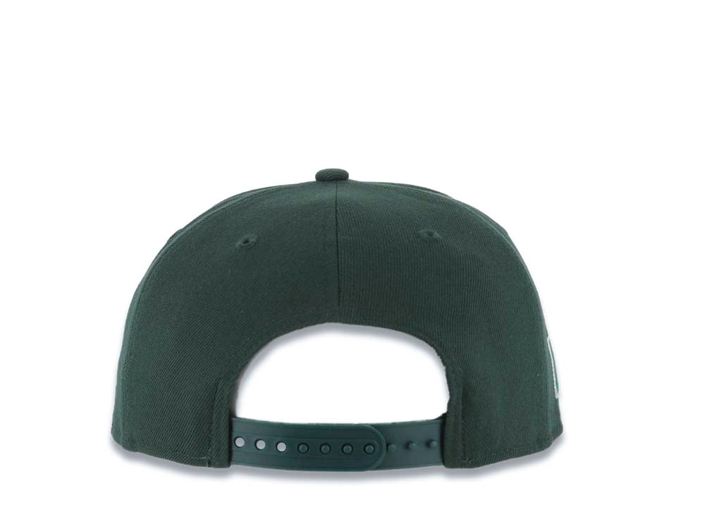Mexico New Era 9FIFTY 950 Snapback Cap Hat Dark Green Crown/Visor Red/White/Green Logo Mexico Flag Side Patch Gray UV
