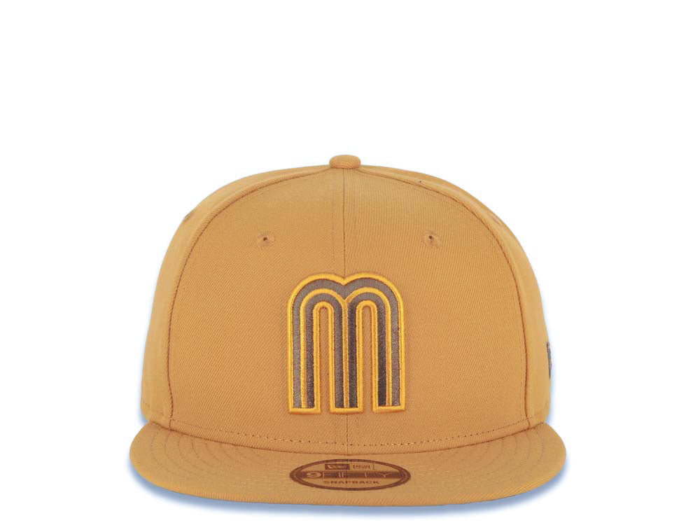 Mexico New Era 9FIFTY 950 Snapback Cap Hat Tan Crown/Visor Brown/Tan Logo Brown UV