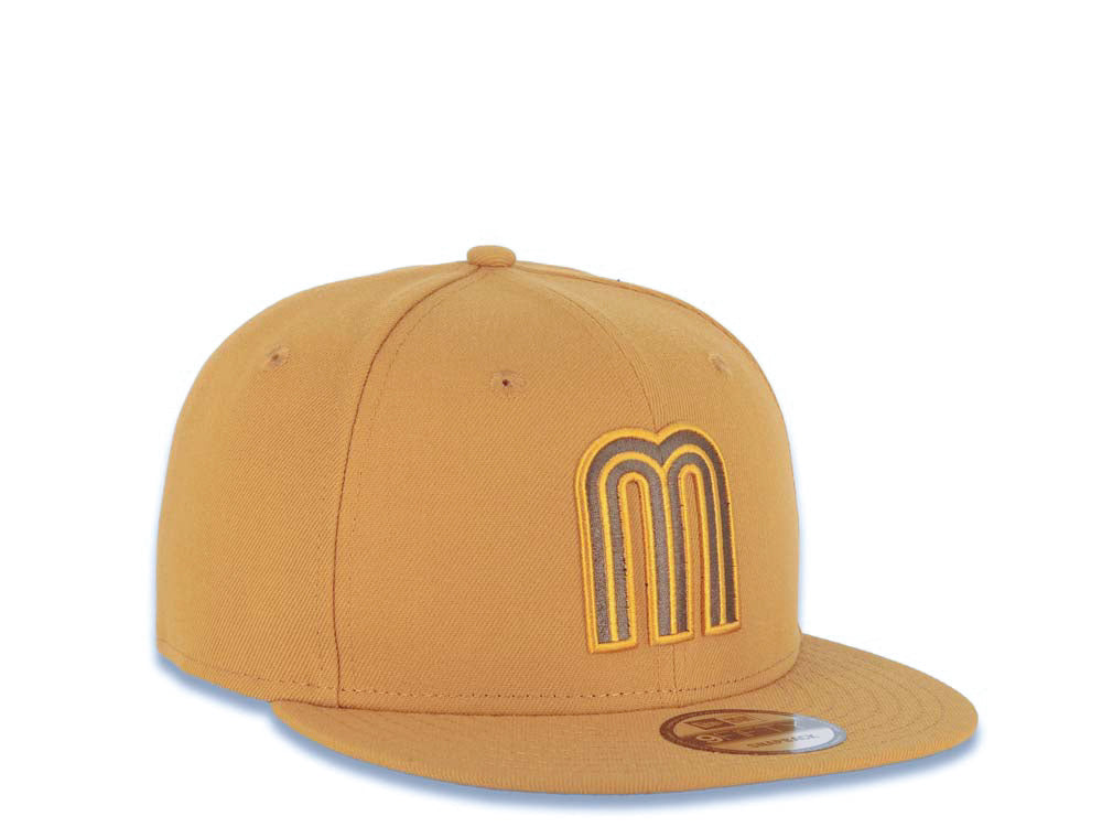 Mexico New Era 9FIFTY 950 Snapback Cap Hat Tan Crown/Visor Brown/Tan Logo Brown UV