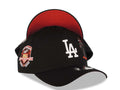 Los Angeles Dodgers New Era MLB 9FORTY 940 Adjustable A-Frame Adjustable Snapback Cap Hat Black Crown/Visor White Logo With Palm Tree 50th Anniversary Side Patch