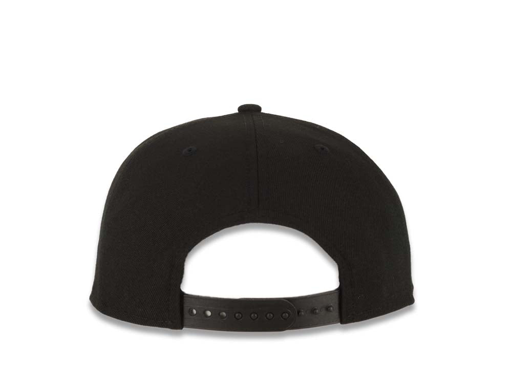 Mexico New Era WBC FIFTY 950 Snapback Cap Hat Black Crown/Visor White/Black Logo Mexico Flag Side Patch Gray UV