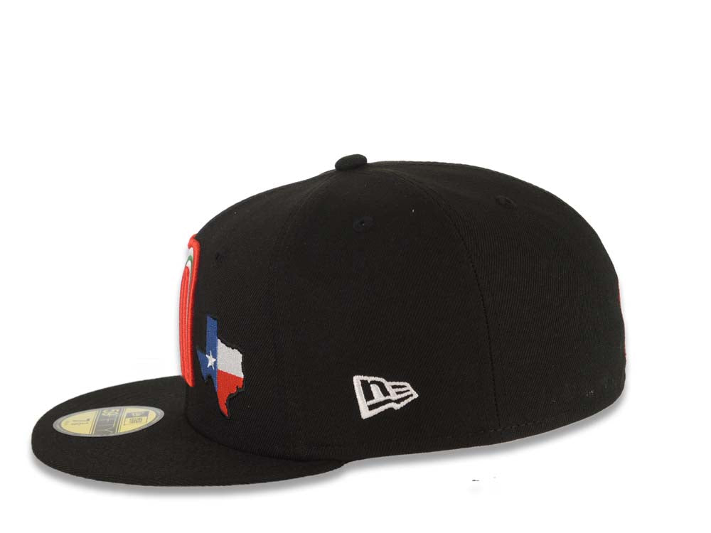 Mexico New Era WBC 59FIFTY 5950 Fitted Cap Hat Black Crown/Visor Team Color Logo With Texas State Map Mexico Flag Side Patch Gray UV