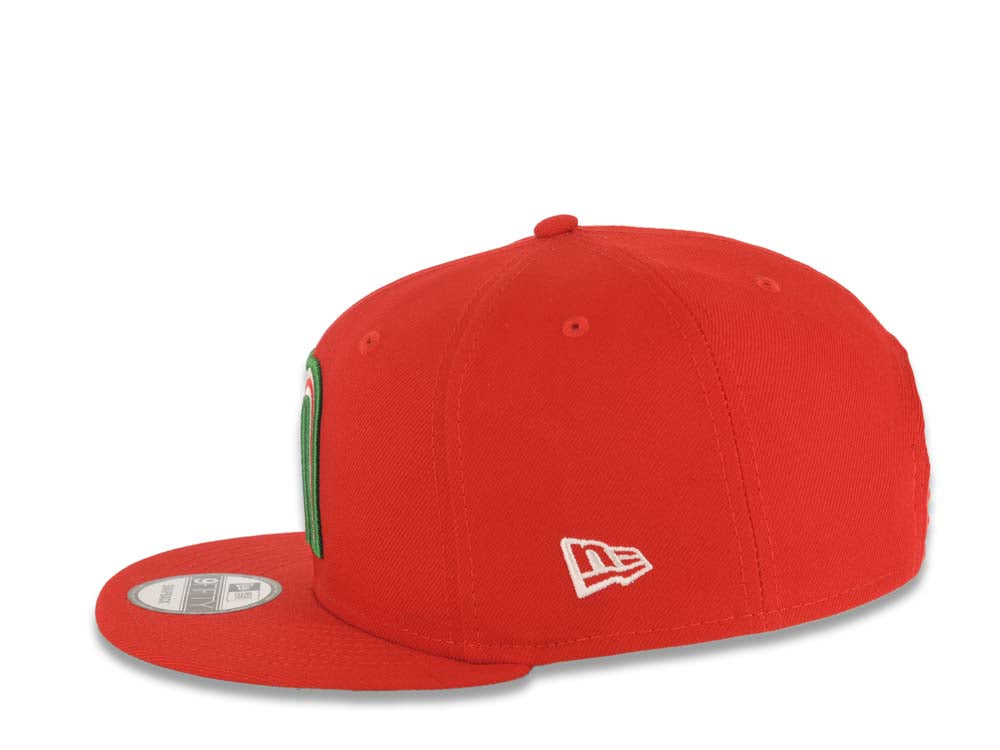 Mexico New Era WBC World Baseball Classic 9FIFTY 950 Snapback Cap Hat Red Crown/Visor Team Color Logo Mexico Flag Side Patch Gray UV