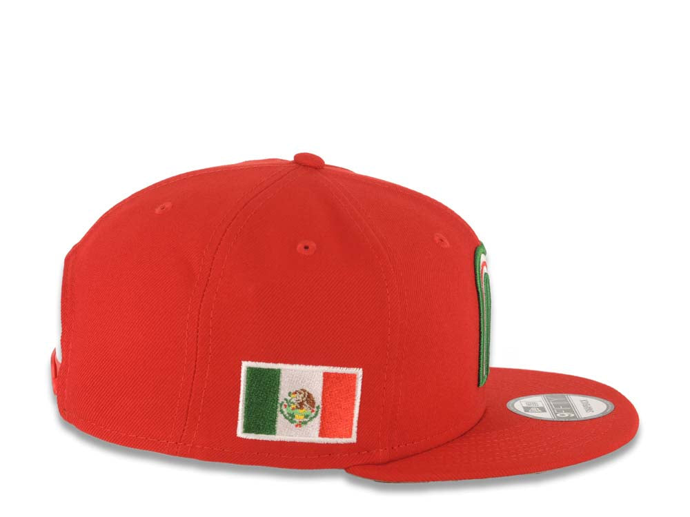 Mexico New Era WBC World Baseball Classic 9FIFTY 950 Snapback Cap Hat Red Crown/Visor Team Color Logo Mexico Flag Side Patch Gray UV