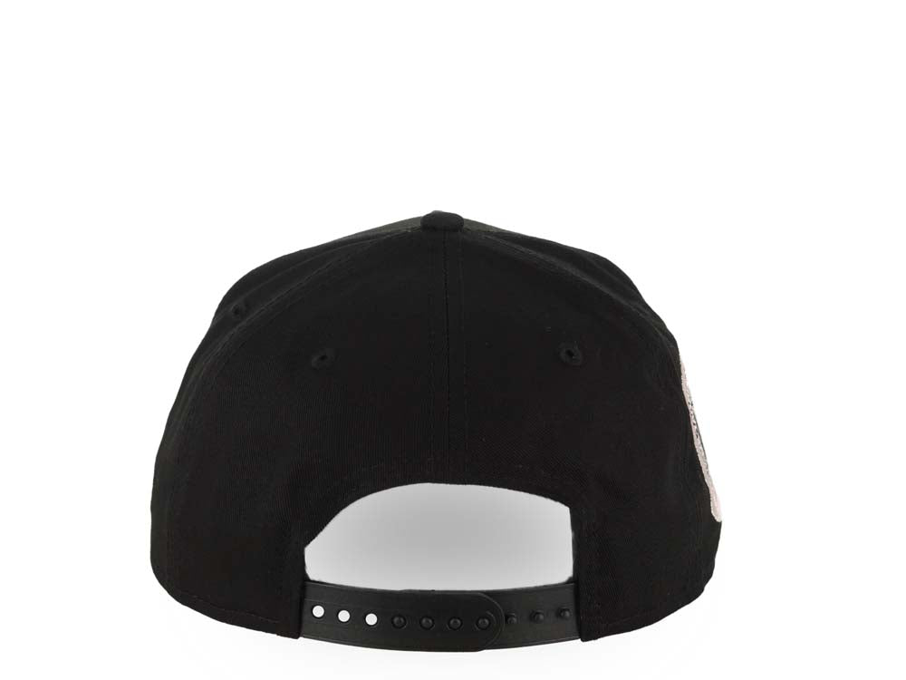 New York Yankees New Era MLB 9FORTY 940 Adjustable A-Frame Cap Hat Black Crown/Visor White Logo With Rose 2000 Subway Series Side Patch Pink UV