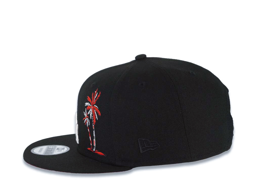Los Angeles Dodgers New Era MLB 9FIFTY 950 Snapback Cap Hat Black Crown/Visor White Logo With Palm Tree 50th Anniversary Side Patch Red UV