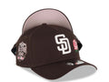 San Diego Padres New Era MLB 9FORTY 940 Adjustable A-Frame Cap Hat Dark Brown Crown/Visor White Logo With Rose 2016 All-Star Game Side Patch Pink UV
