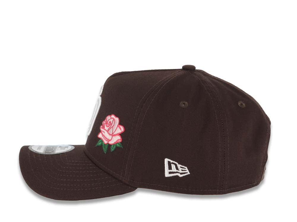 San Diego Padres New Era MLB 9FORTY 940 Adjustable A-Frame Cap Hat Dark Brown Crown/Visor White Logo With Rose 2016 All-Star Game Side Patch Pink UV