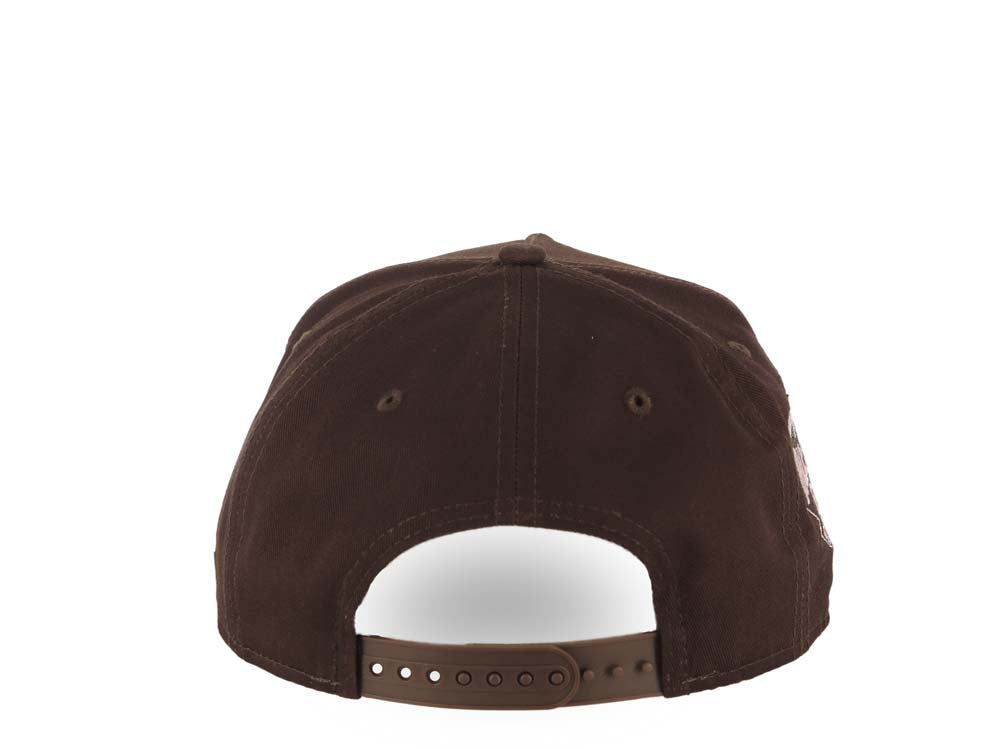 San Diego Padres New Era MLB 9FORTY 940 Adjustable A-Frame Cap Hat Dark Brown Crown/Visor White Logo With Rose 2016 All-Star Game Side Patch Pink UV
