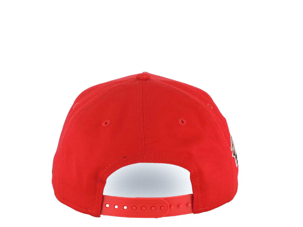 San Diego Padres New Era MLB 9FORTY 940 Adjustable A-Frame Cap Hat Red Crown/Visor Black/Metallic Red Baseball Club Logo 1998 World Series Side Patch Cream UV