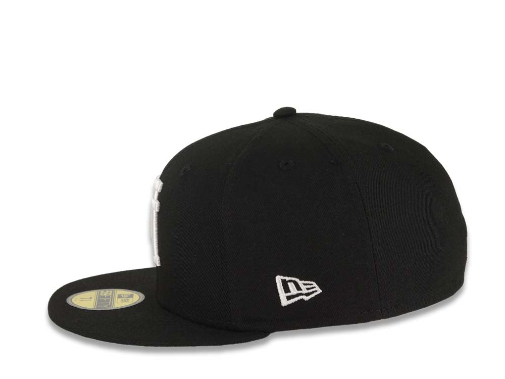 Los Angeles Dodgers New Era MLB 59FIFTY 5950 Fitted Cap Hat Black Crown/Visor White Upside Down Logo 40th Anniversary Side Patch Green UV
