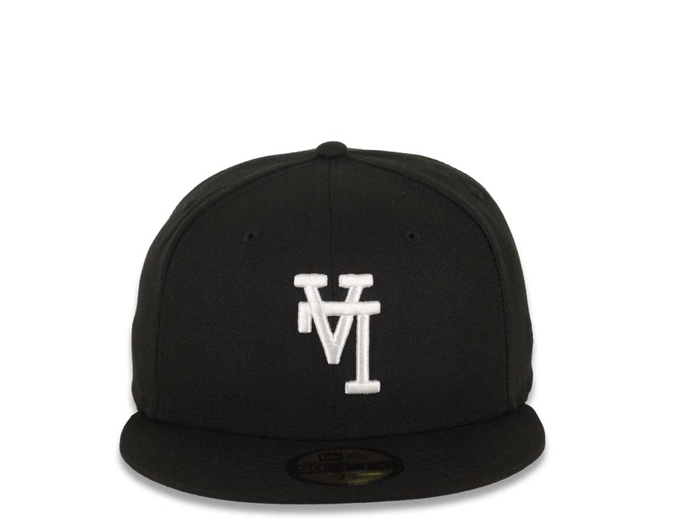 Los Angeles Dodgers New Era MLB 59FIFTY 5950 Fitted Cap Hat Black Crown/Visor White Upside Down Logo Gray UV