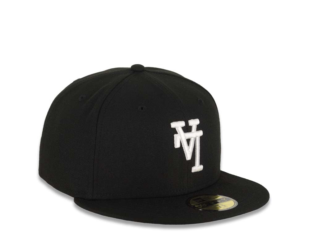 Los Angeles Dodgers New Era MLB 59FIFTY 5950 Fitted Cap Hat Black Crown/Visor White Upside Down Logo Gray UV