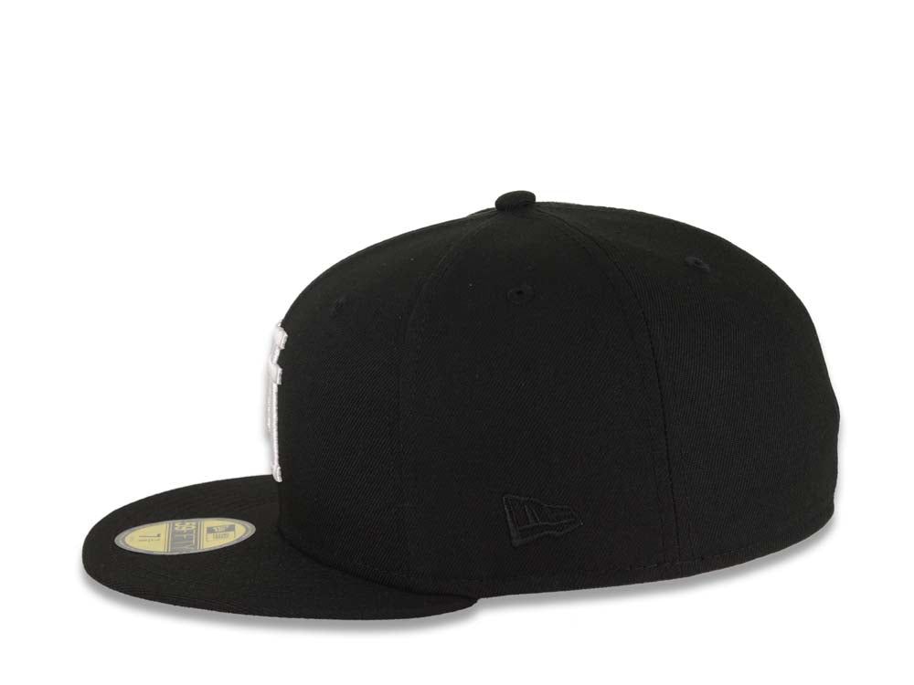 Los Angeles Dodgers New Era MLB 59FIFTY 5950 Fitted Cap Hat Black Crown/Visor White Upside Down Logo Gray UV