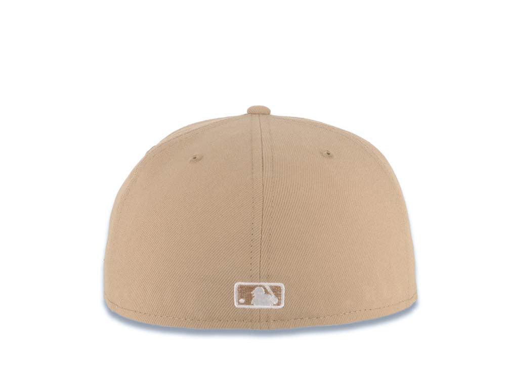Los Angeles Dodgers New Era MLB 59FIFTY 5950 Fitted Cap Hat Khaki Crown/Visor White Upside Down Logo Gray UV