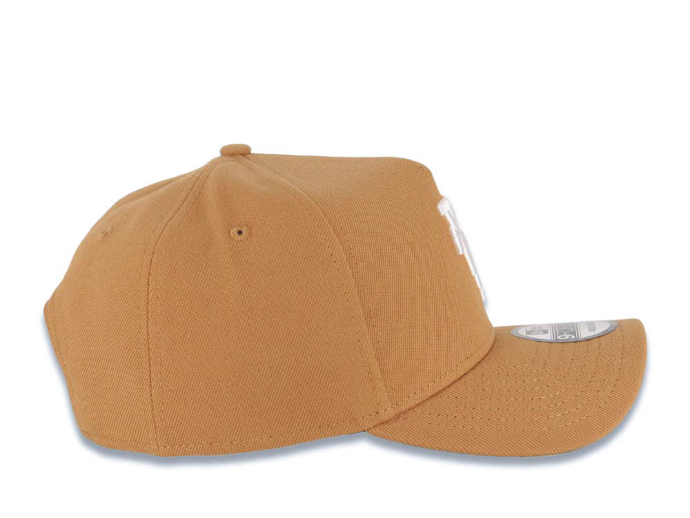 Los Angeles Dodgers New Era MLB 9FORTY 940 Adjustable A-Frame Hat Light Brown Crown/Visor White Upside Down Logo Gray UV