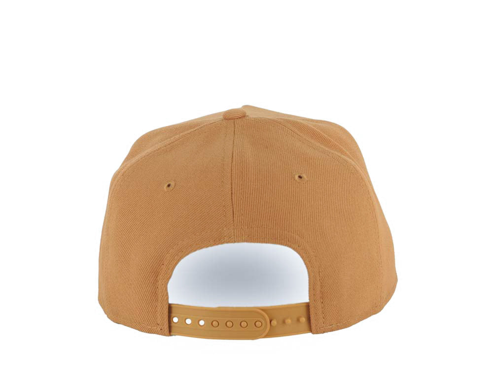 Los Angeles Dodgers New Era MLB 9FORTY 940 Adjustable A-Frame Hat Light Brown Crown/Visor White Upside Down Logo Gray UV