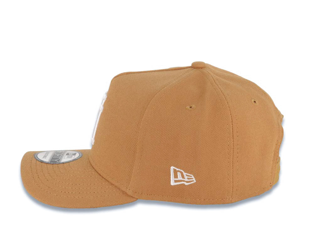 Los Angeles Dodgers New Era MLB 9FORTY 940 Adjustable A-Frame Hat Light Brown Crown/Visor White Upside Down Logo Gray UV