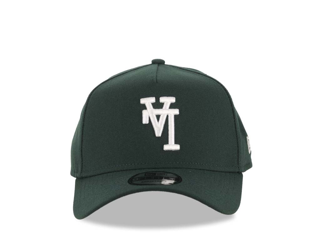 Los Angeles Dodgers New Era MLB 9FORTY 940 Adjustable A-Frame Cap Hat Dark Green Crown/Visor White Upside Down Logo Gray UV