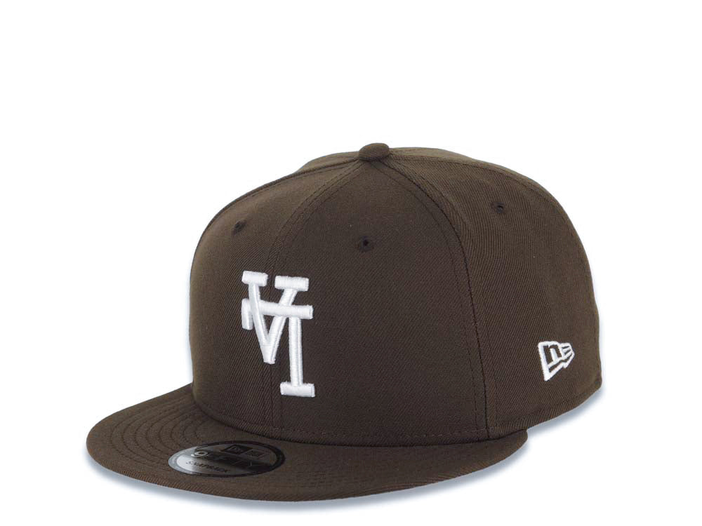 Los Angeles Dodgers New Era MLB 9FIFTY 950 Snapback Cap Hat Brown Crown/Visor White Upside Down Logo 40th Anniversary Side Patch Gray UV