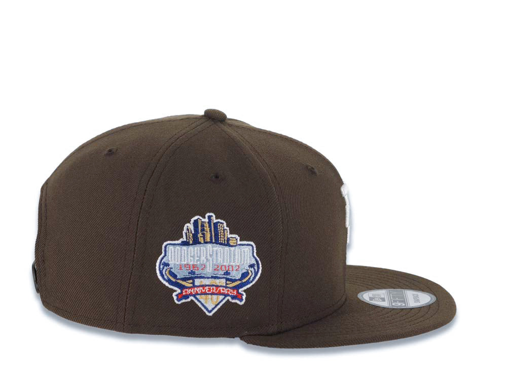 Los Angeles Dodgers New Era MLB 9FIFTY 950 Snapback Cap Hat Brown Crown/Visor White Upside Down Logo 40th Anniversary Side Patch Gray UV