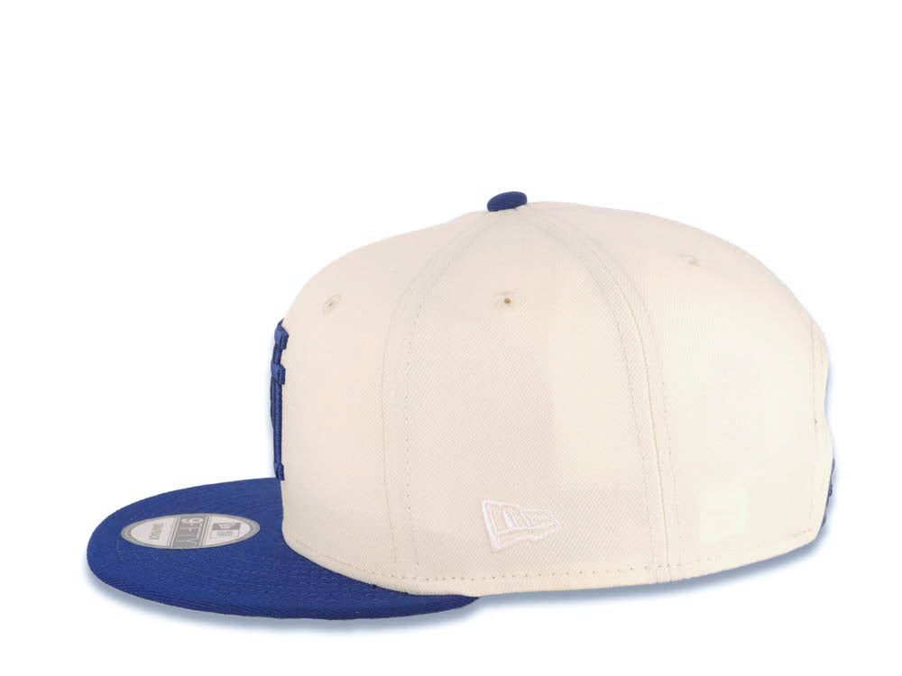 Los Angeles Dodgers New Era MLB 9FIFTY 950 Snapback Cap Hat Cream Crown/Visor Navy Upside Down Logo 60th Anniversary Side Patch Gray UV