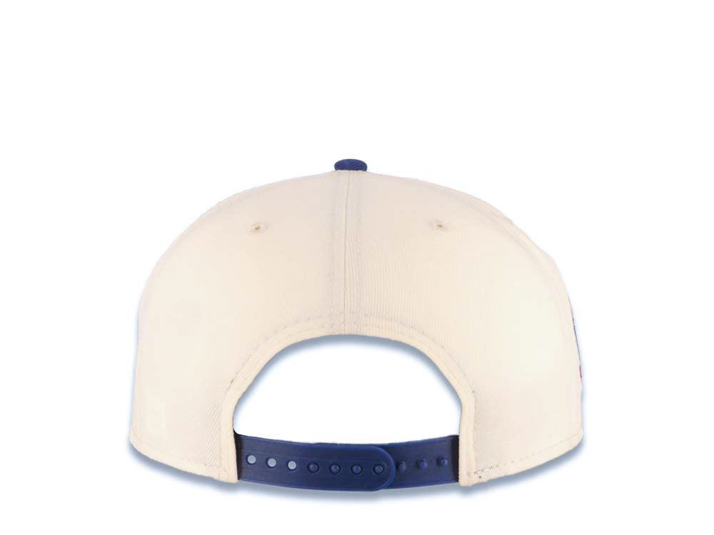 Los Angeles Dodgers New Era MLB 9FIFTY 950 Snapback Cap Hat Cream Crown/Visor Navy Upside Down Logo 60th Anniversary Side Patch Gray UV