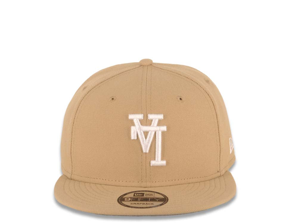 Los Angeles Dodgers New Era MLB 9FIFTY 950 Snapback Cap Hat Khaki Crown/Visor White Upside Down Logo Gray UV
