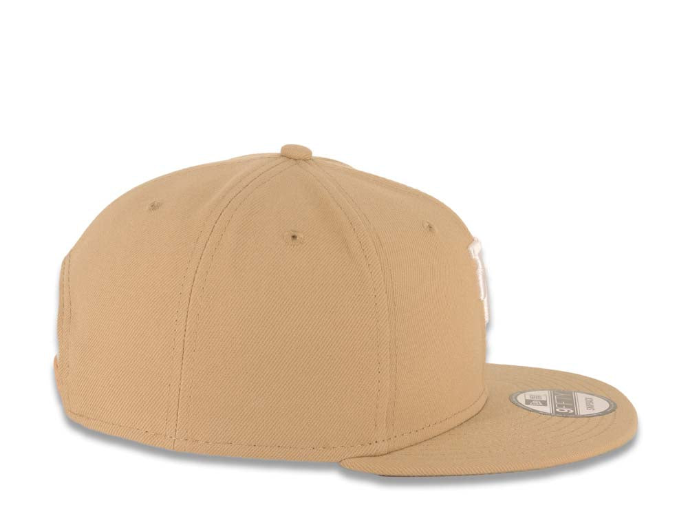 Los Angeles Dodgers New Era MLB 9FIFTY 950 Snapback Cap Hat Khaki Crown/Visor White Upside Down Logo Gray UV