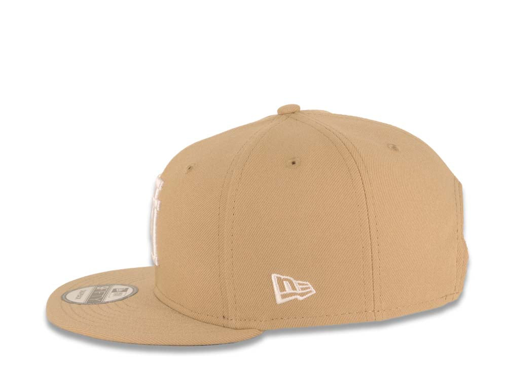 Los Angeles Dodgers New Era MLB 9FIFTY 950 Snapback Cap Hat Khaki Crown/Visor White Upside Down Logo Gray UV
