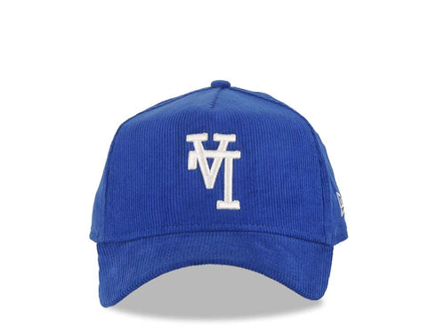(Corduroy) Los Angeles Dodgers New Era MLB 9FORTY 940 Adjustable A-Frame Cap Hat Royal Blue Crown/Visor White Upside Down Logo