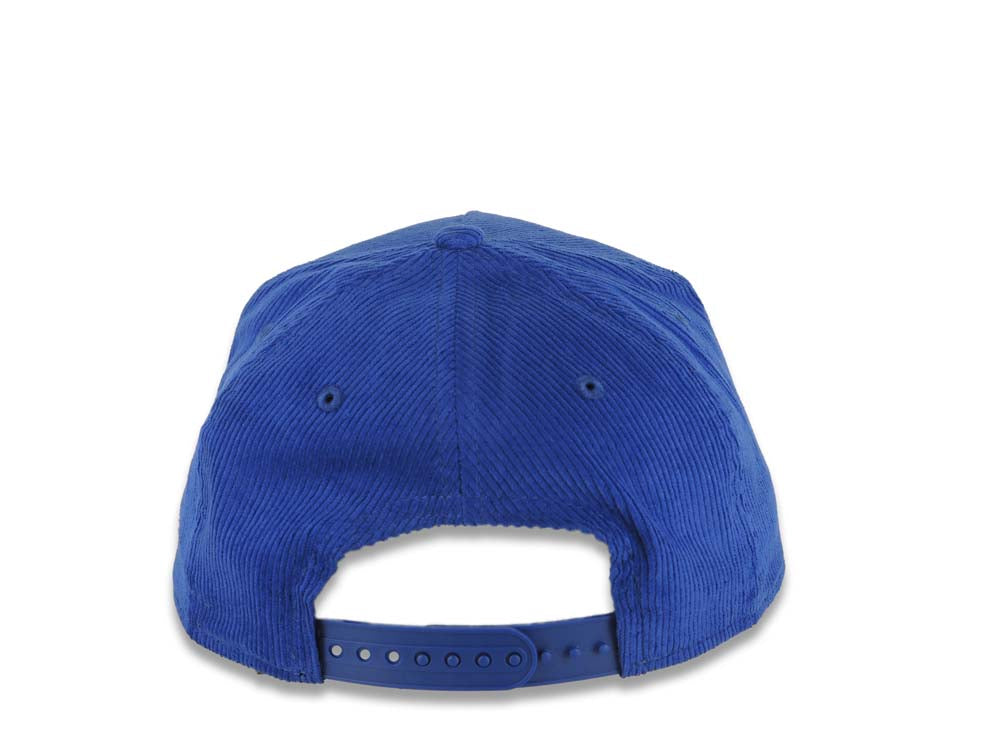 (Corduroy) Los Angeles Dodgers New Era MLB 9FORTY 940 Adjustable A-Frame Cap Hat Royal Blue Crown/Visor White Upside Down Logo