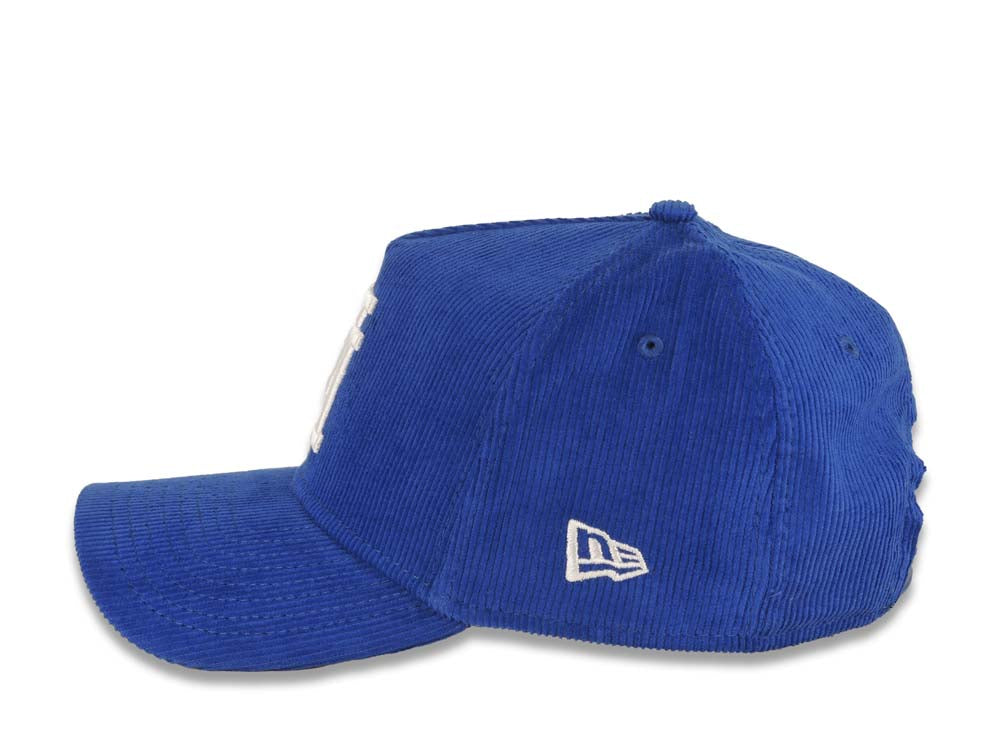 (Corduroy) Los Angeles Dodgers New Era MLB 9FORTY 940 Adjustable A-Frame Cap Hat Royal Blue Crown/Visor White Upside Down Logo