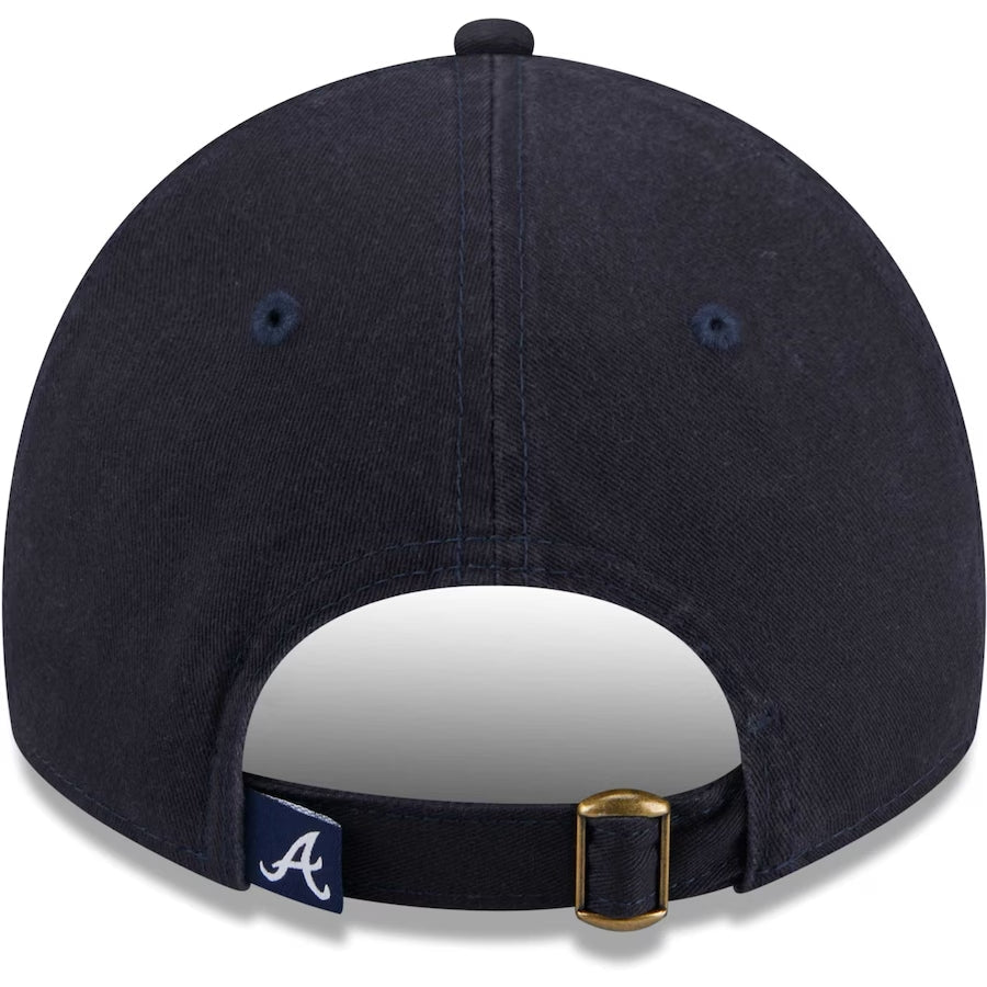Atlanta Braves New Era MLB 9TWENTY 920 Adjustable Cap Hat Navy Blue Crown/Visor White Logo (Game Day Bloom Flower)