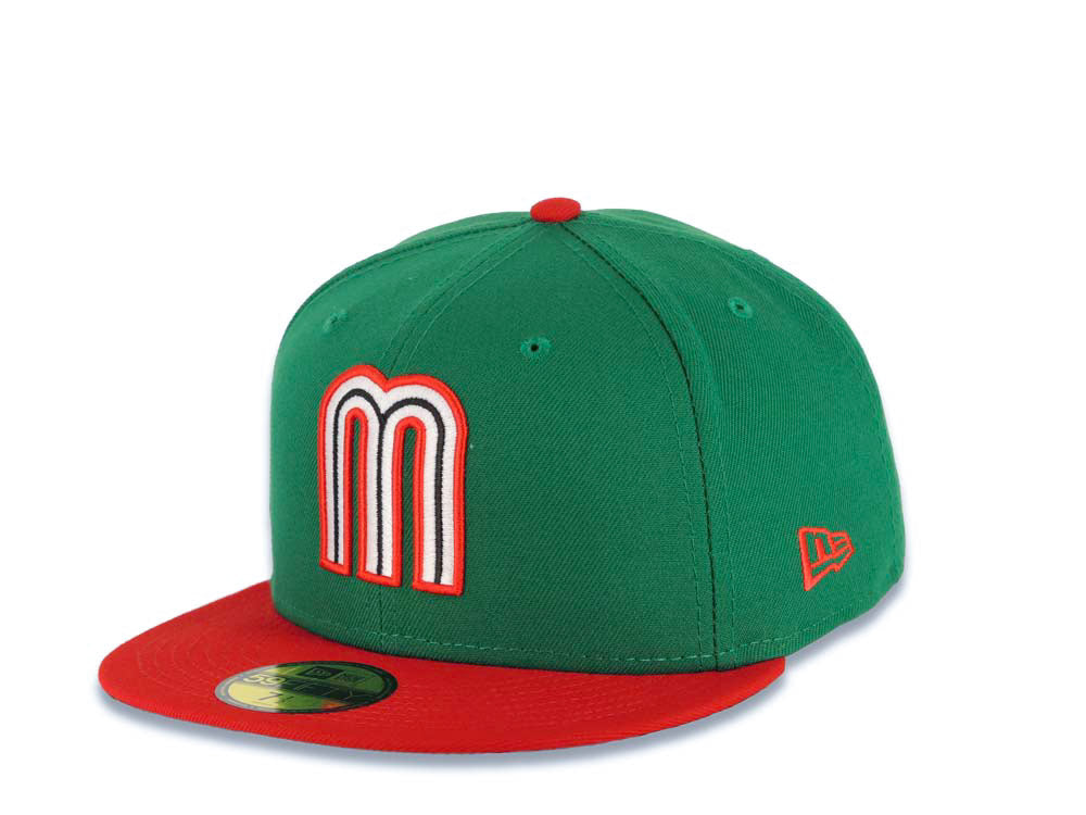 Mexico New Era WBC 59FIFTY 5950 Fitted Cap Hat Green Crown Red Visor White/Red/Black Logo