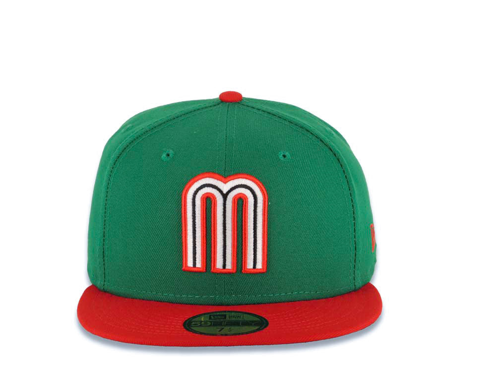 Mexico New Era WBC 59FIFTY 5950 Fitted Cap Hat Green Crown Red Visor White/Red/Black Logo