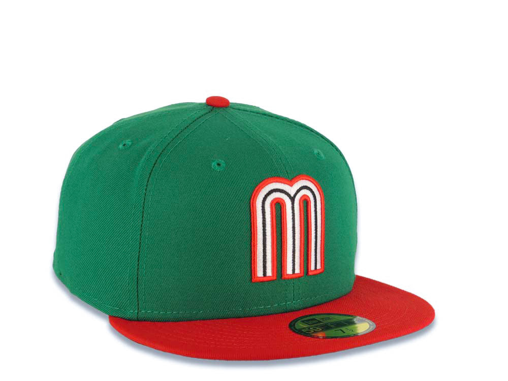 Mexico New Era WBC 59FIFTY 5950 Fitted Cap Hat Green Crown Red Visor White/Red/Black Logo