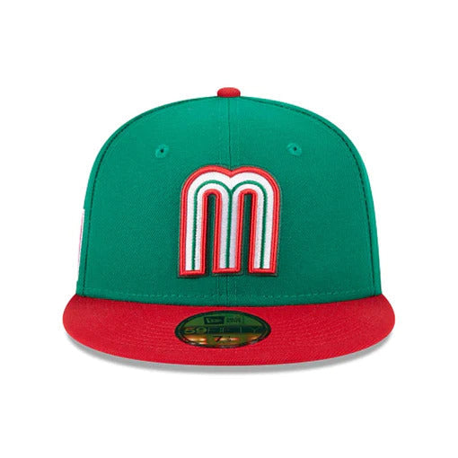 Mexico New Era World Baseball Classic 59Fifty 5950 Fitted Cap Hat Green Crown Red Visor Green/White/Red Logo