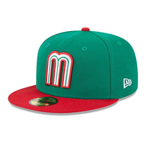 Mexico New Era World Baseball Classic 59Fifty 5950 Fitted Cap Hat Green Crown Red Visor Green/White/Red Logo