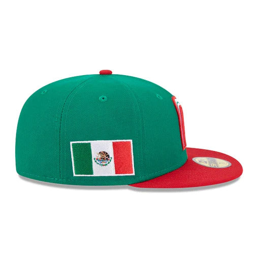 Mexico New Era World Baseball Classic 59Fifty 5950 Fitted Cap Hat Green Crown Red Visor Green/White/Red Logo
