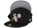 Chicago White Sox New Era MLB 59FIFTY 5950 Fitted Cap Hat Black Crown/Visor White/Olive Green/Pink Logo Dotted Floral Gray UV