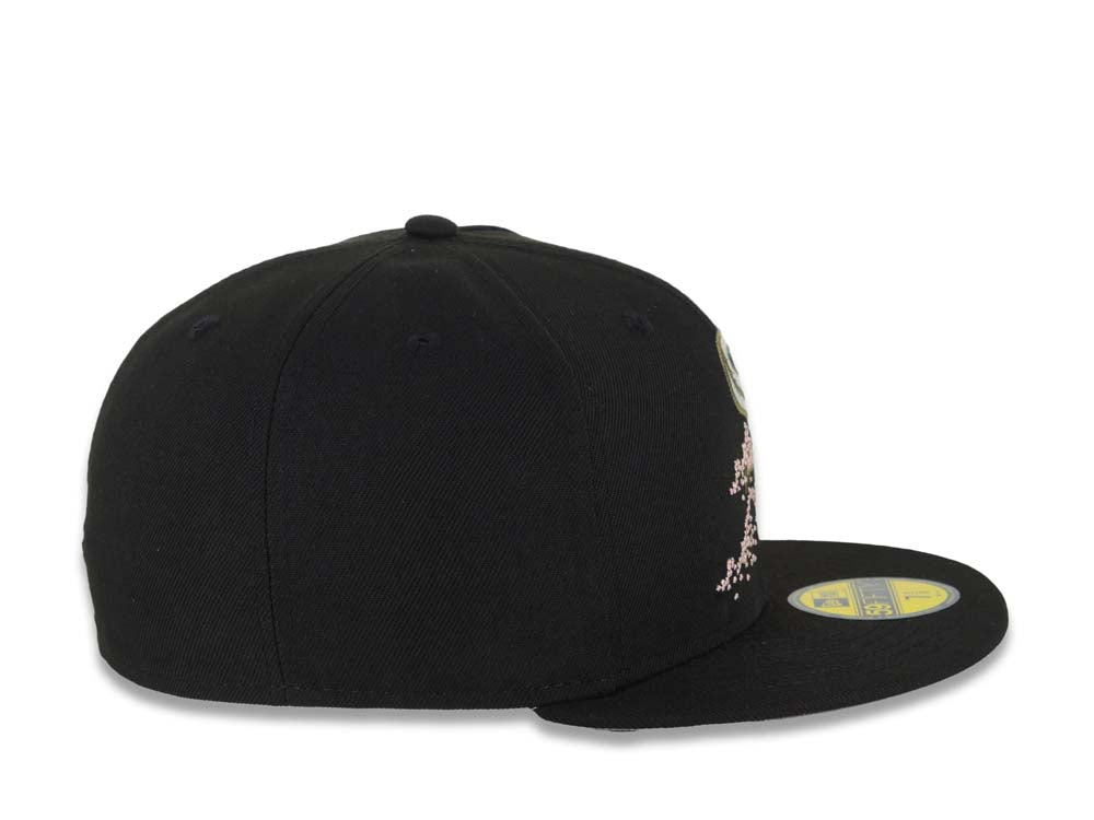 Chicago White Sox New Era MLB 59FIFTY 5950 Fitted Cap Hat Black Crown/Visor White/Olive Green/Pink Logo Dotted Floral Gray UV
