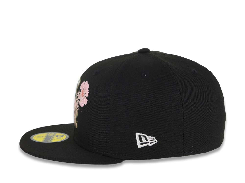 Chicago White Sox New Era MLB 59FIFTY 5950 Fitted Cap Hat Black Crown/Visor White/Olive Green/Pink Logo Dotted Floral Gray UV