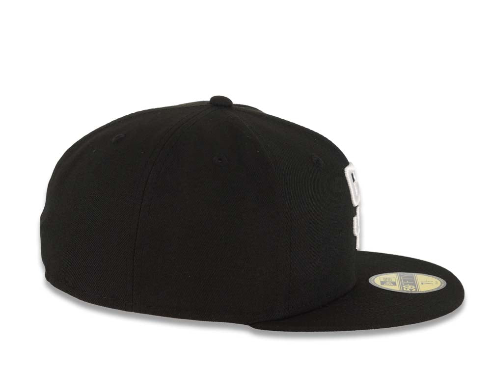 San Diego Padres New Era MLB 59FIFTY 5950 Fitted Cap Hat Black Crown/Visor White Logo With Palm Tree Gray UV