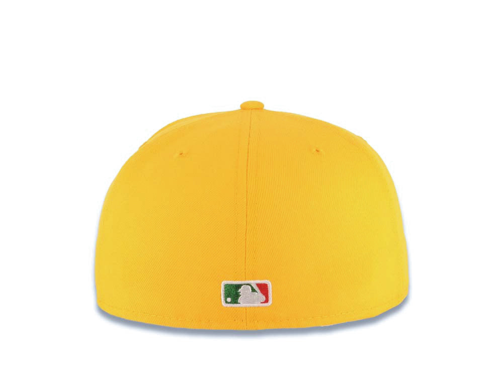 San Diego Padres New Era MLB 59FIFTY 5950 Fitted Cap Hat Yellow Crown/Visor White Logo With Rose Gray UV