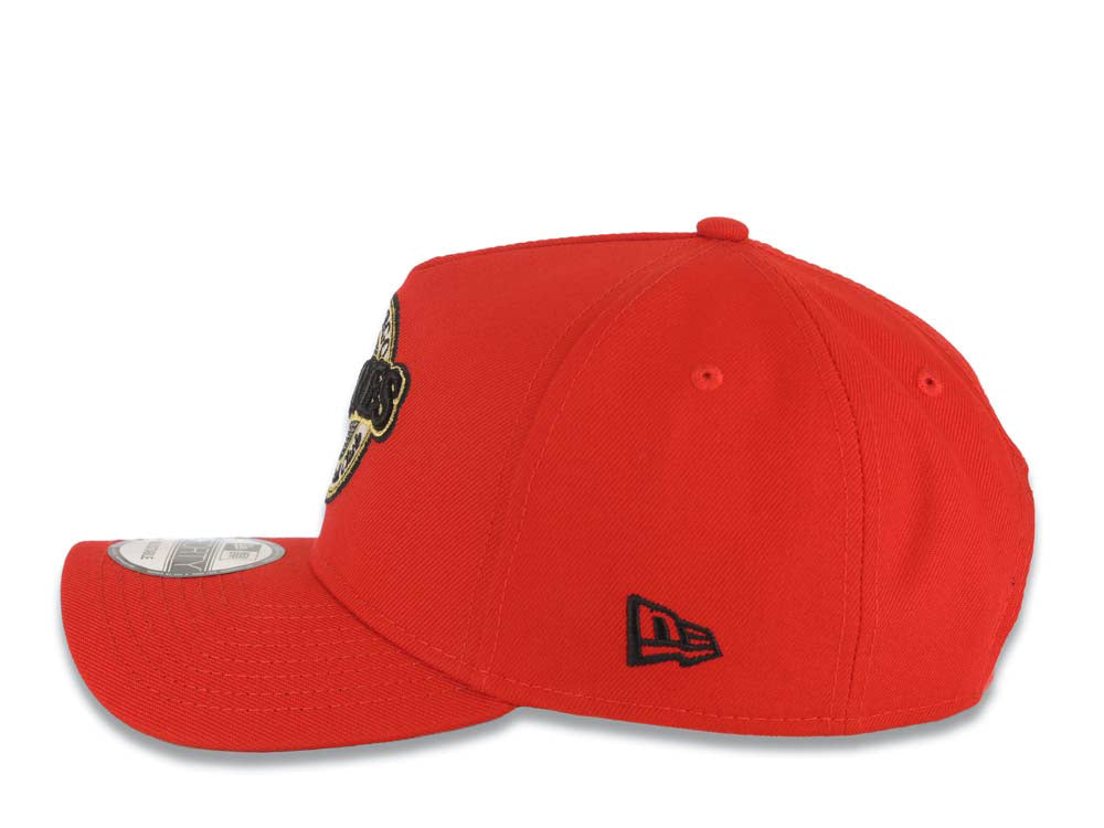 San Diego Padres New Era MLB 9FORTY 940 Adjustable A-Frame Cap Hat Red Crown/Visor Black/White/Gold Baseball Club Logo 1998 World Series Side Patch
